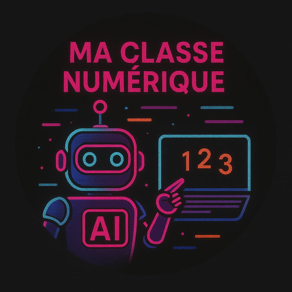 Illustration d'une classe numérique avec des élèves utilisant des outils numériques