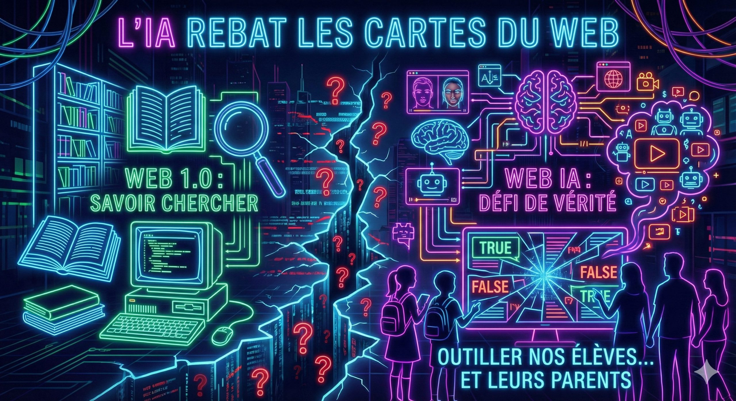 Illustration sur la désinformation et l'esprit critique face à l'IA