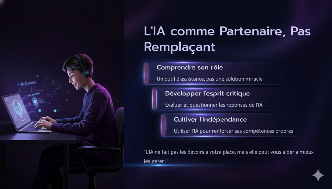 L'IA comme partenaire - Schéma illustrant la complémentarité entre l'enseignant et l'intelligence artificielle