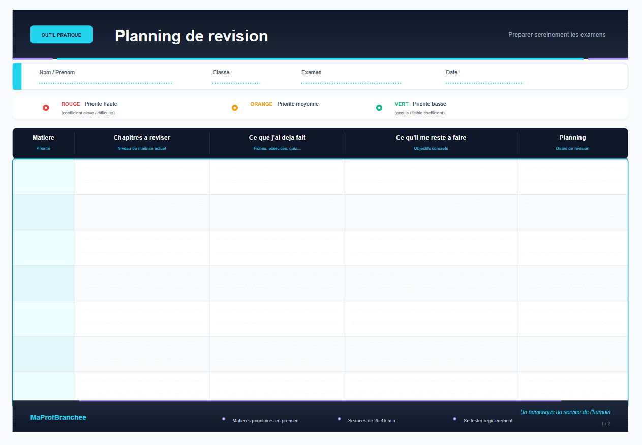 Planning de révision - illustration