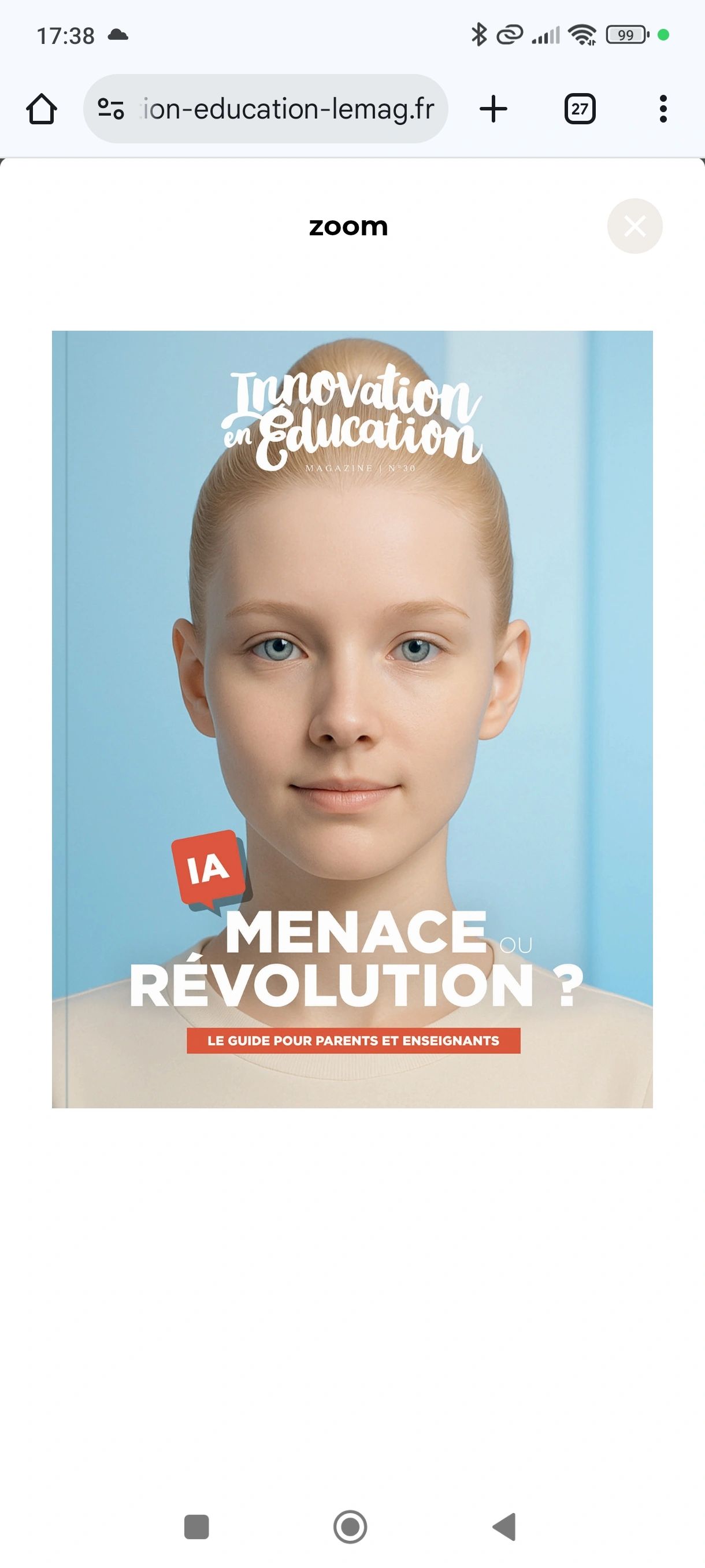 Couverture du magazine Innovation en Éducation N°30 - IA menace ou révolution
