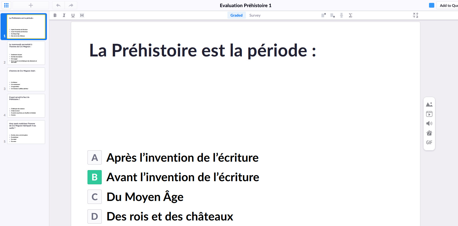 Tableau des résultats Plickers montrant les scores individuels des 23 élèves